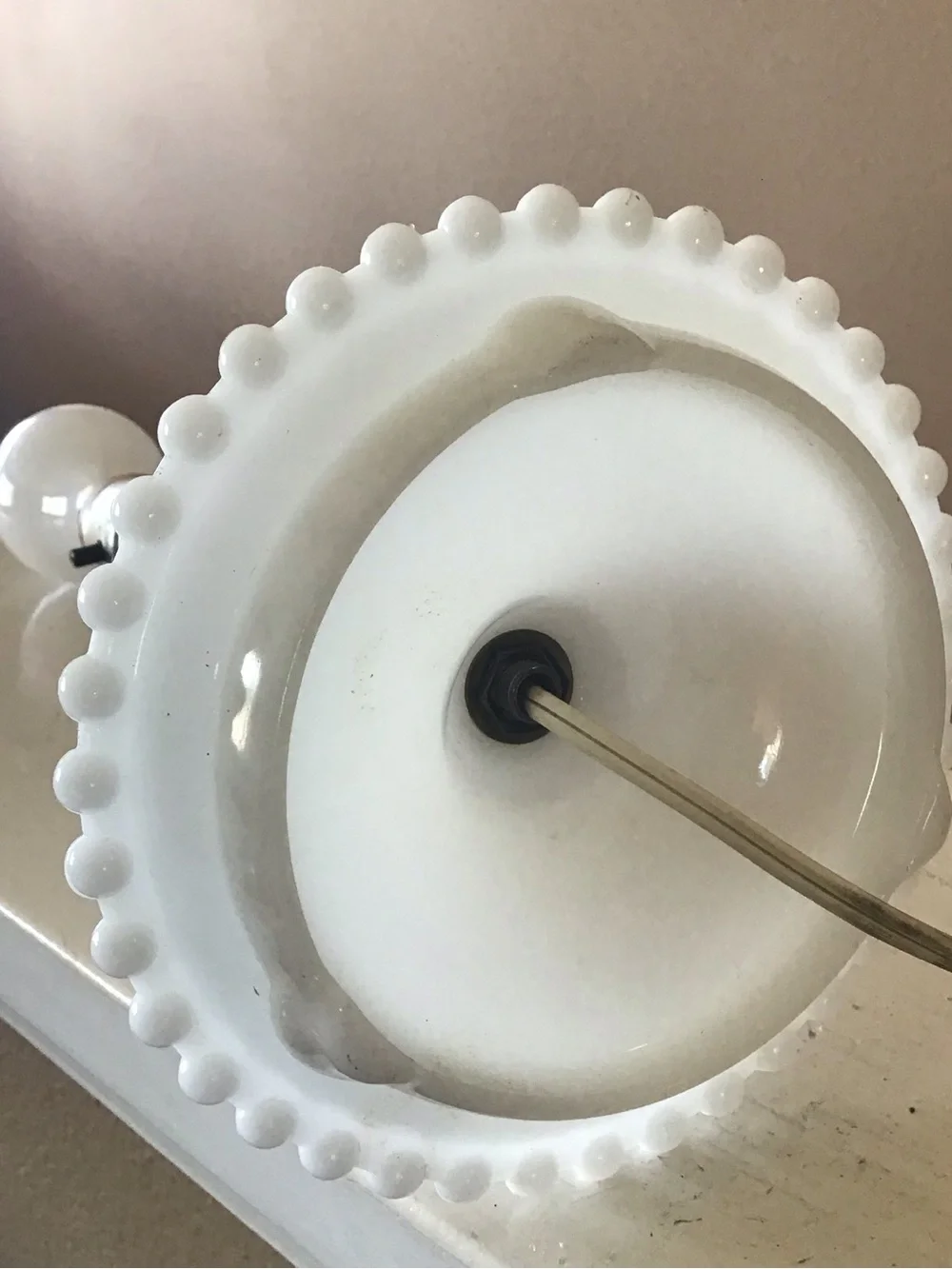 Vintage 12” Swirl Milkglass Handpainted Hob Knob Accent Lamp